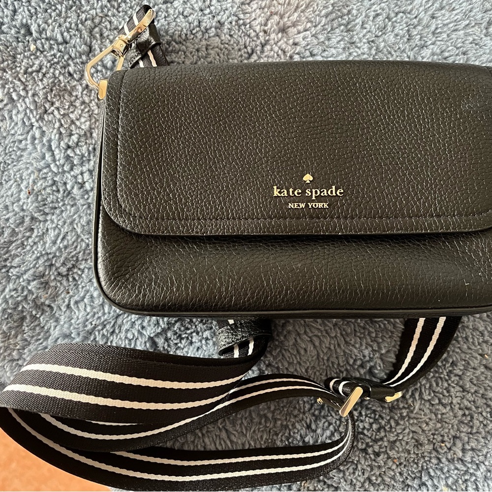Kate Spade Rosie Black Pebbled Leather Small Flap Crossbody Bag NWOT